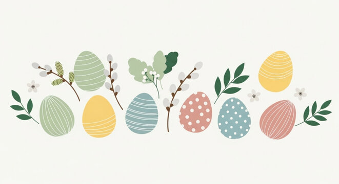 easter card with eggs and flowers