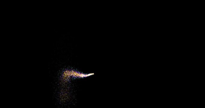 Magic particles million star glitter and bubbles faded signal red orange purple blue color random flying on the black screen