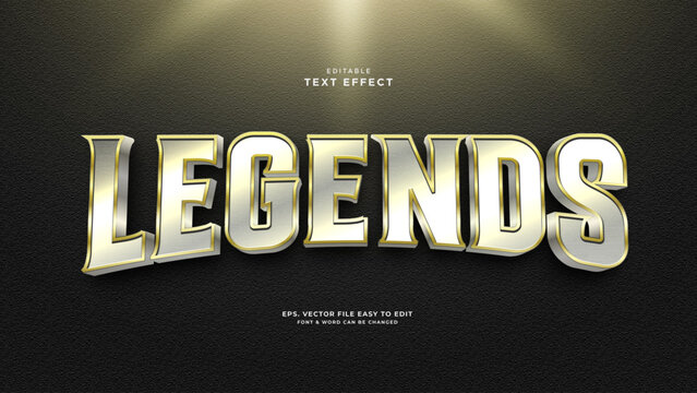 Legends editable text effect shiny metal text style