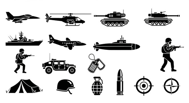 set of military vector icons