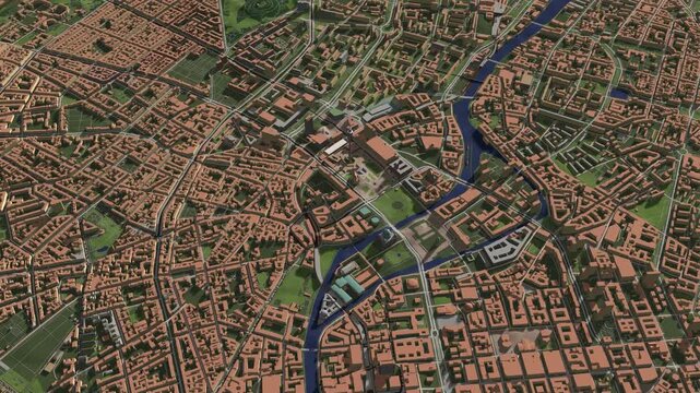 3D looped animation of city - Berlin Germany