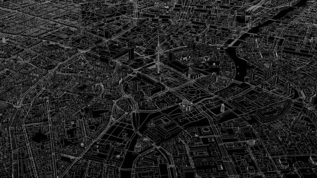 3D looped animation of city - Berlin Germany