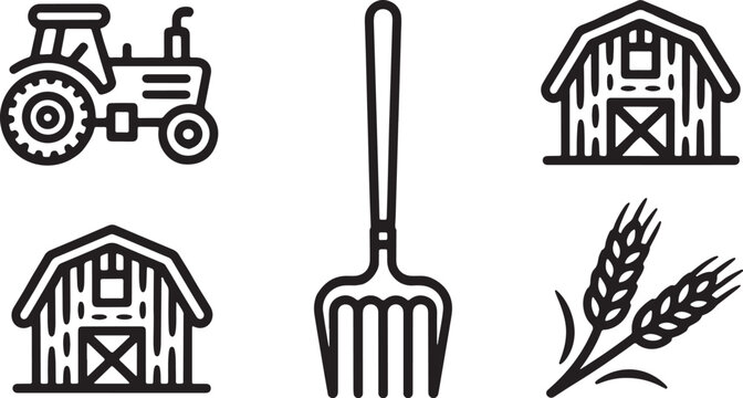 vector illustration of a farm set  vector design on tran sparent background.
