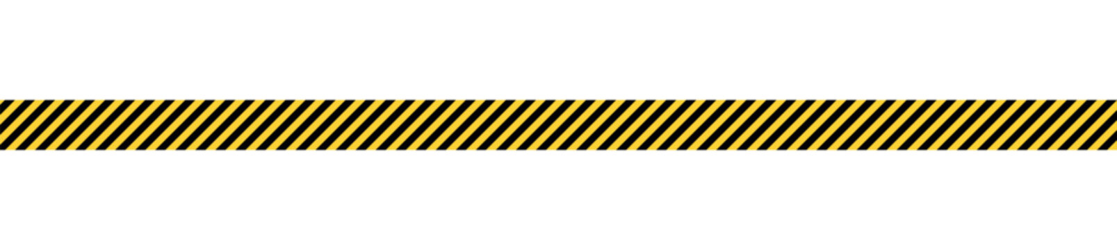 Black yellow diagonal hazard stripe tape border isolated on transparent background, construction warning line design, industrial safety pattern, caution barrier stripe seamless strip element