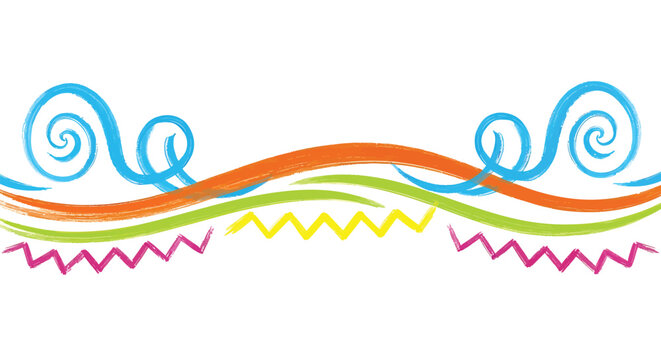 Colorful, swirly lines, wave patterns, abstract borders, decorative elements