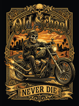 Realistische chicano riding a chopper motorcycle Vector  Illustration | Chicano f&auml;hrt ein Chopper-Motorrad f&uuml;r ein T-Shirt-Design
