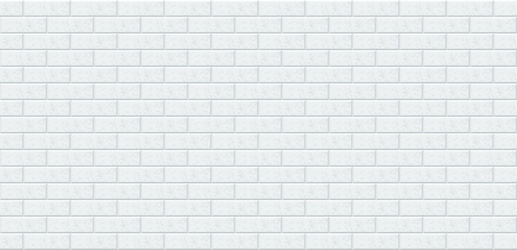White Brick Wall Pattern with Staggered Horizontal Layout and Light Gray Outlines