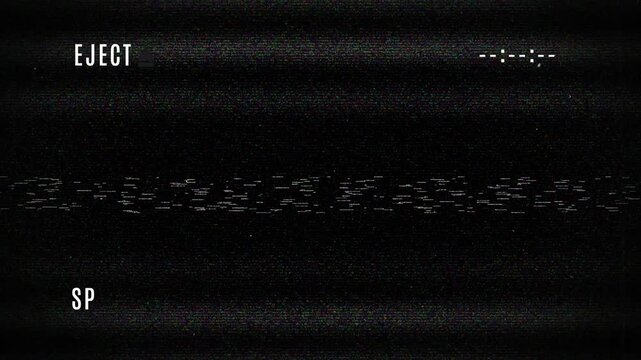 Eject vhs tape Playback Elements with Screen Distortion overlay 4k.	