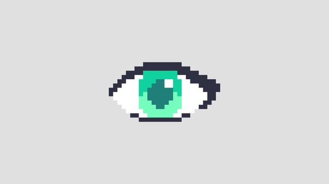 8-bit pixel art animation character mint eye. looped animation 4k 30fps