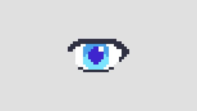 8-bit pixel art animation character blue eye. looped animation 4k 30fps