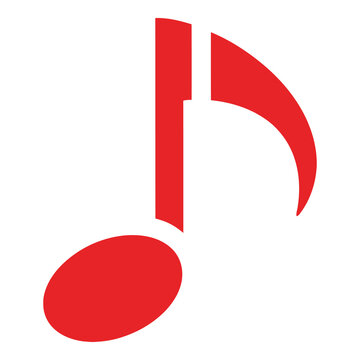 Red eighth note music symbol used in sheet music notation icon