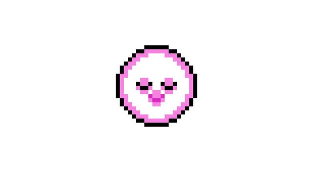 8-bit pixel art pink cute beauty emoji face with mask pack. looped animation 4k 30fps