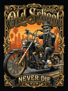 Realistische chicano riding a chopper motorcycle Vector  Illustration | Chicano f&auml;hrt ein Chopper-Motorrad f&uuml;r ein T-Shirt-Design
