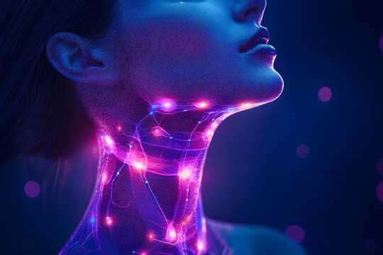 Endocrinology awareness design showing glowing thyroid neck Banner