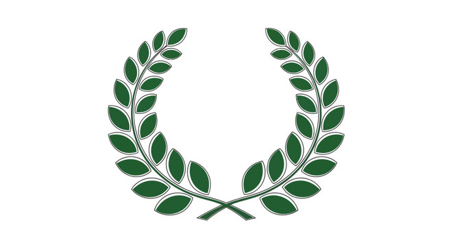 Green laurel wreath illustration symbolizing victory achievement success award honor recognition and triumph in this image