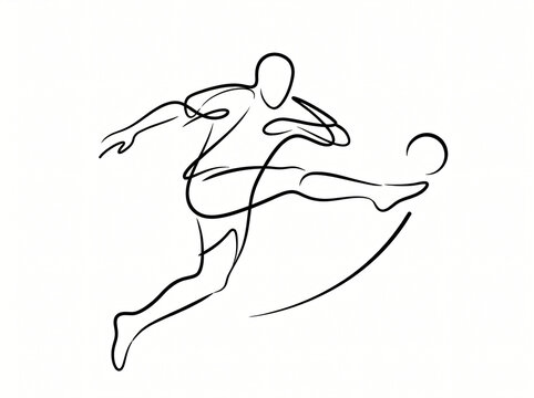 Minimalist Black Line Athlete Profile Mid-Kick Graphic