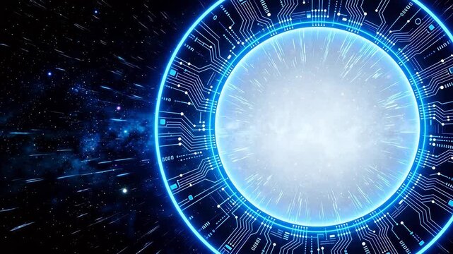 Futuristic digital portal in space