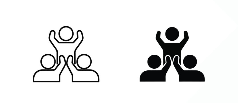 Team success high five icon set - Solid vector icons - Clipart, sticker - icon set - Editable modern style icon