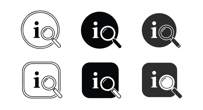 Search engine optimization iq icons - Glyph and solid icon set - Icon vector - logo icons. Blue, Black and white icons