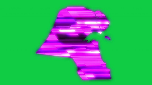 Kuwait purple news headline effect map pop animation green background