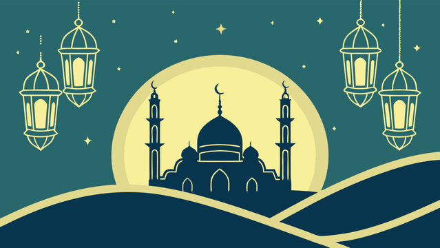 Eid al Adha, Eid Mubarak, Islamic festival, Eid poster, sacrifice festival, Bakra Eid, Qurbani, Islamic design, Eid celebration, Muslim holiday vector illustration.