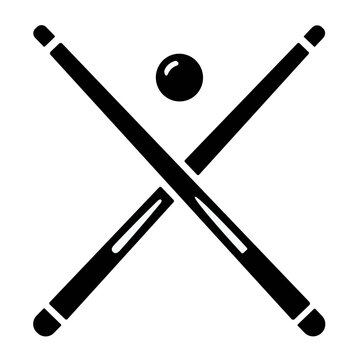 two crossed cue sticks and a billiard ball vector illustration