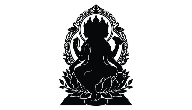 black and white silhouette of Brahma very high quality vector illustration.