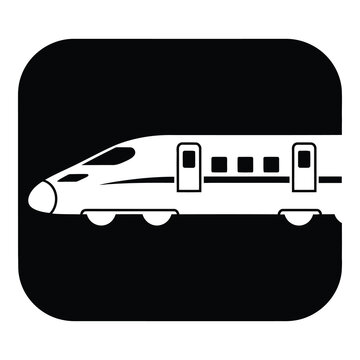 Train icon with white background and black border square shape icon