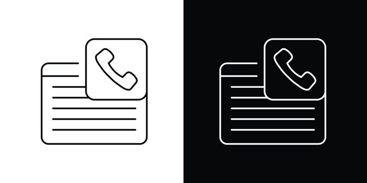 Customer service contact information icon. Business support document with phone call symbol. Outline vector illustration for web and mobile apps