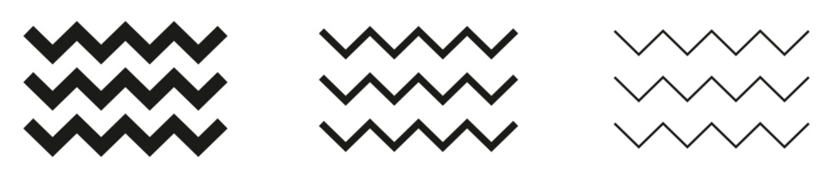 Modern black and white zigzag wave lines creating a geometric pattern element for abstract graphic design backgrounds and textures