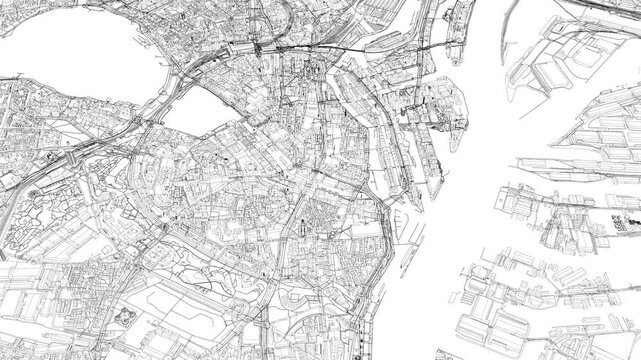 3D looped animation of city - Hamburg Germany