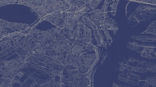 3D looped animation of city - Hamburg Germany