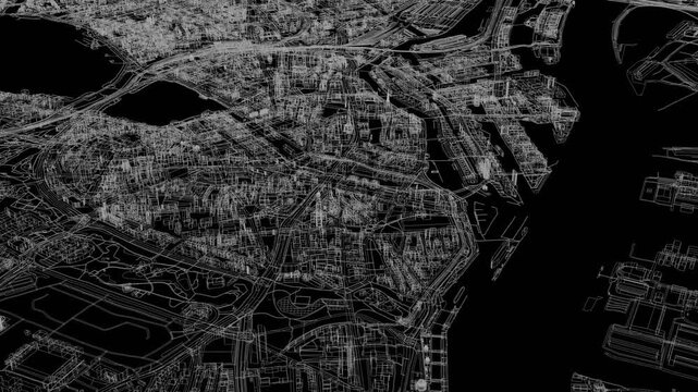 3D looped animation of city - Hamburg Germany