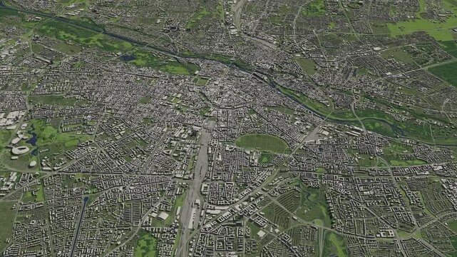3D looped animation of city - Munich Germany