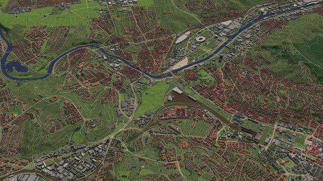 3D looped animation of city - Stuttgart Germany