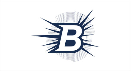 Bold Letter B Emblem with Dynamic Burst Effect. © Firza
