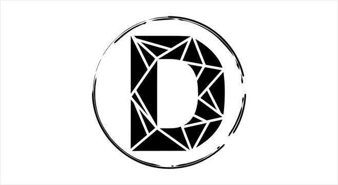Geometric Letter D Inside a Textured Circle Logo.