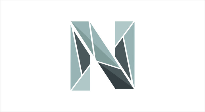Geometric Letter N Logo Design Abstract Art.