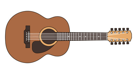Obraz premium A vector illustration of a twelve string acoustic guitar.