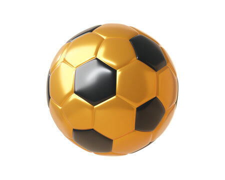 3d golden Soccer ball isolated on background. Icon football ball for Sports equipment, game, recreation, and competition.
