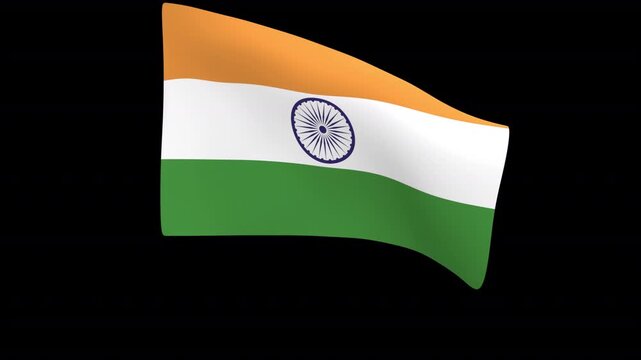 Flag of India &ndash; 3d render looped with alpha channel.