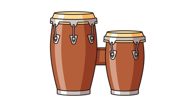 Illustration of a pair of traditional conga drums musical instrument.