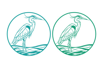 Obraz premium Heron Bird Emblem Illustration