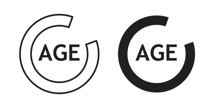 Age icon Age Rating Icon Collection Circular Age Limit Vector Icons Age Restriction Symbol Set Mature Content Age Label Icons Age Warning Black and White Icons 