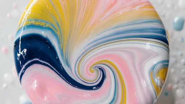 Liquid formations flow in a dreamlike pastel cloudscape animation