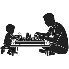 Fototapeta premium vector style flat silhouette A Father and Son's Quality Playtime in father day