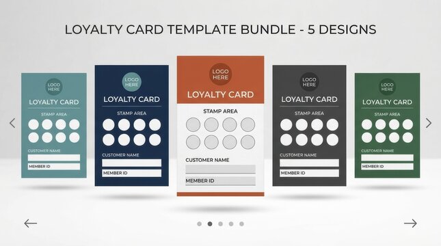 Modern loyalty card template bundle with 5 different designs