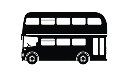 Black silhouette of a classic double decker bus against a white background isolated vector illustration silhouette high quality professional detailed modern elegant stylish clean © Thysl2000
