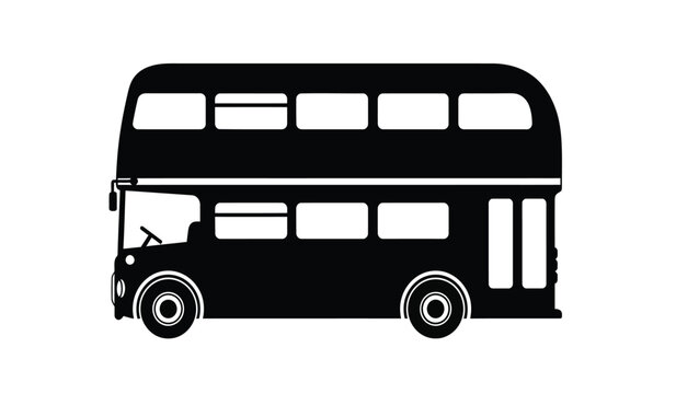 Black silhouette of a classic double decker bus against a white background isolated vector illustration silhouette high quality professional detailed modern elegant stylish clean