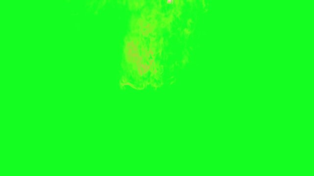 Irregular rising smoke animation on green screen chroma key background with realistic orange red flames burning intensely expanding horizontally for VFX video editing motion graphics professional 4k